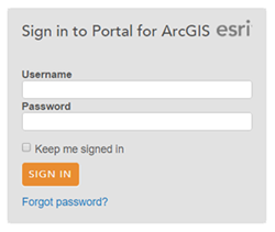 ArcGIS Server がポータルにフェデレートされている場合は、Portal for ArcGIS にサイン インします。 ArcGIS Server がポータルにフェデレートされている場合は、Portal for ArcGIS にサイン インします。