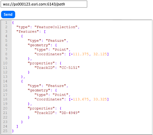 GeoJSON FeatureCollection の一部として整理されたイベント データ GeoJSON FeatureCollection の一部として整理されたイベント データ