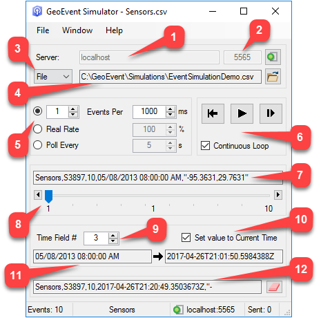 GeoEvent Simulator のコンポーネント GeoEvent Simulator のコンポーネント